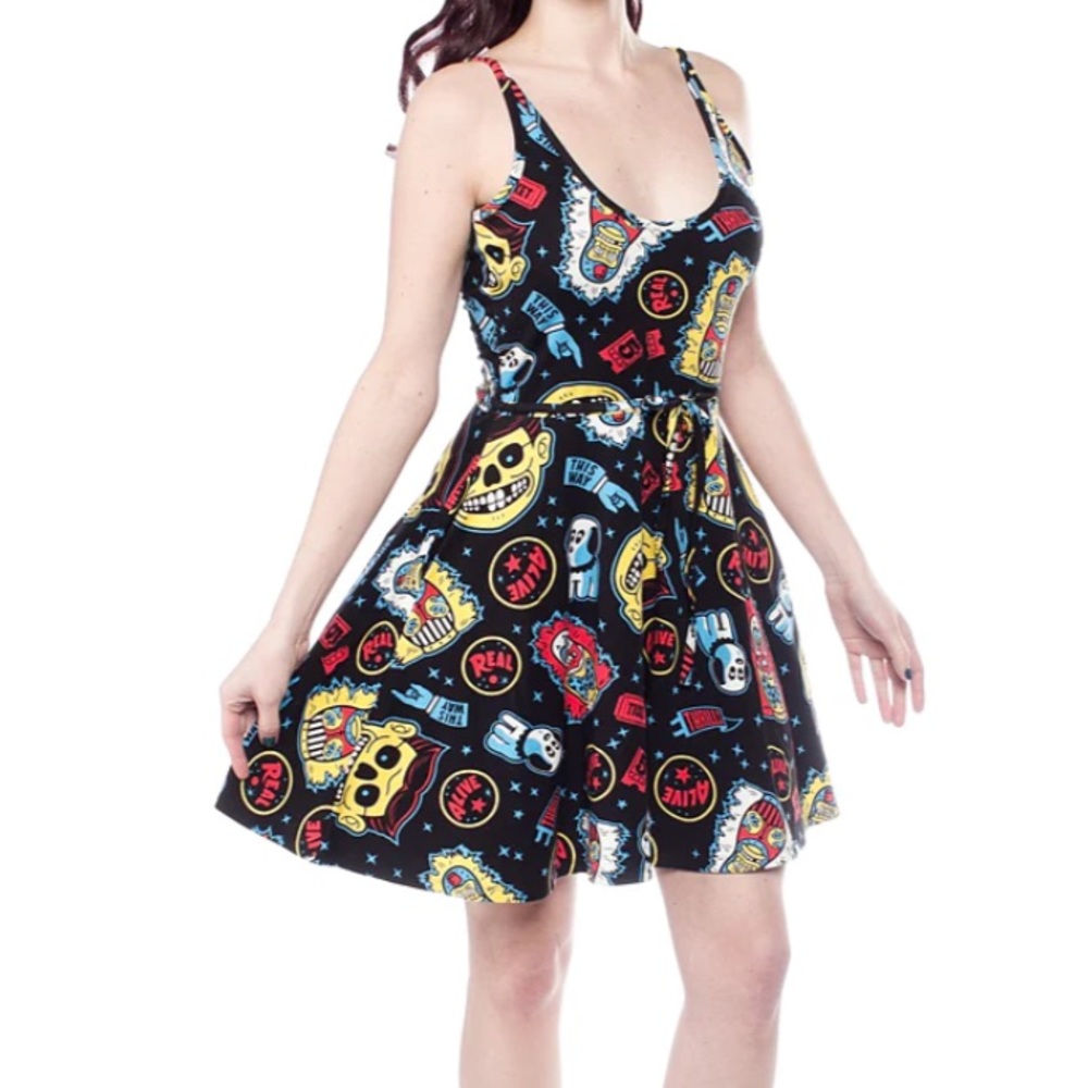 Sourpuss Freak Show Tiki Skater Dress Knit Rockabilly Punk Women Plus XXL NWT